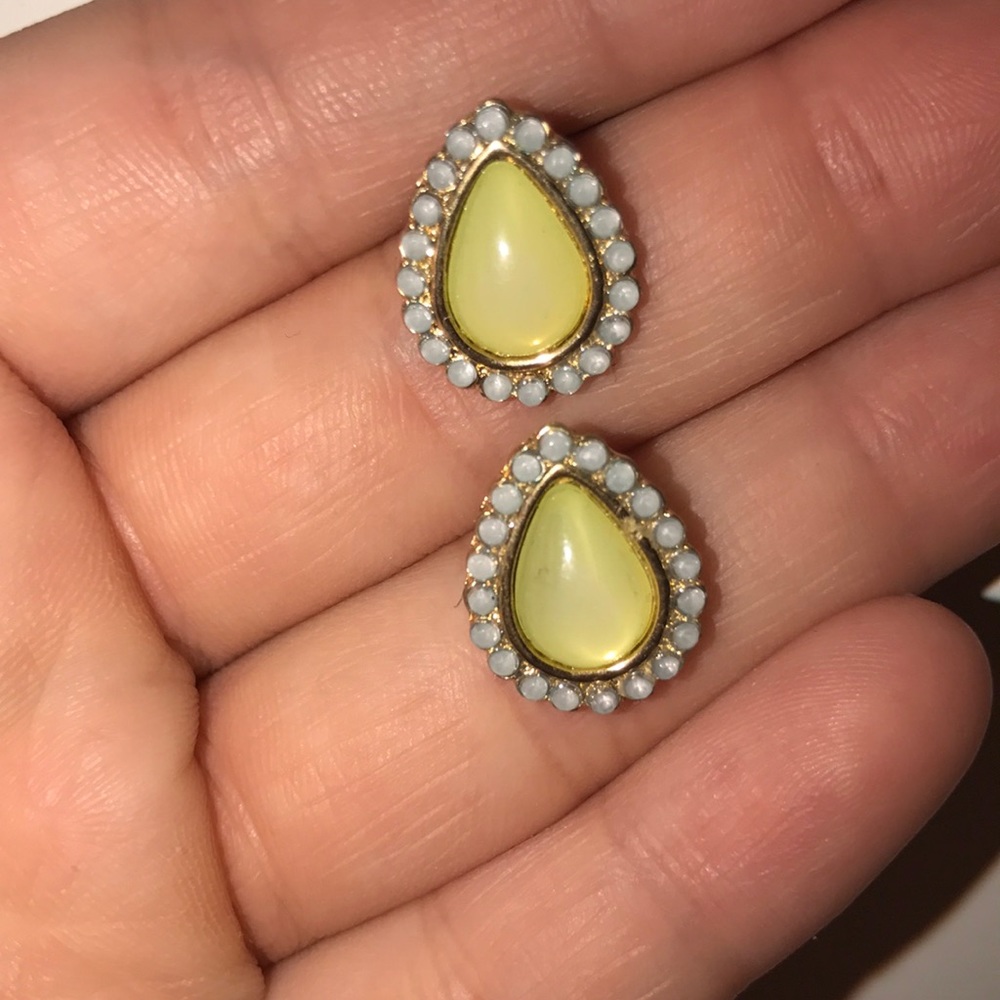 Yellow & teal stud earrings